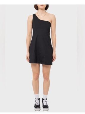 Girlfriend Collective One Shoulder Active Dress XL Navy Built-In Shorts Tennis